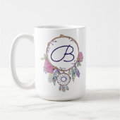 Boho Monogram Waterverf Drocatcher Coffee Mok (Links)