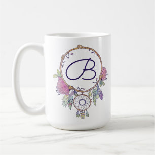 Boho Monogram Waterverf Drocatcher Coffee Mok