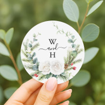 Boho Monogram Winter Groen Huwelijks Cadeautje