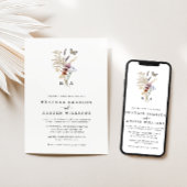 Boho Monogrammed Wedding Invitation Kaart