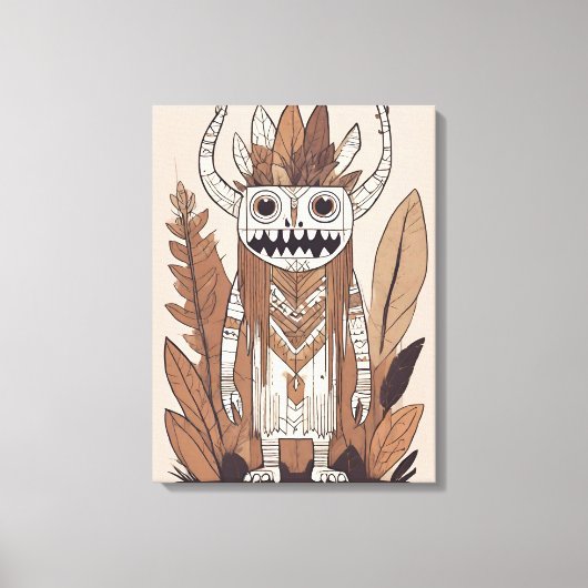 Boho Monster Leaf Botanische kunst stijl Modern Canvas Afdruk (Voorkant)