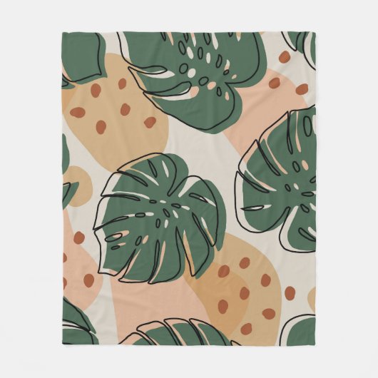 Boho monstera: abstract tropisch patroon fleece deken (Voorkant)