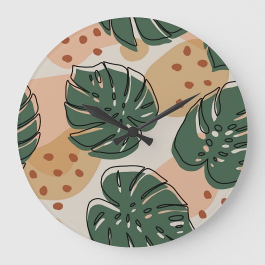 Boho monstera: abstract tropisch patroon grote klok (Voorkant)