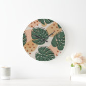 Boho monstera: abstract tropisch patroon grote klok (Huis)