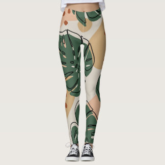 Boho monstera: abstract tropisch patroon leggings