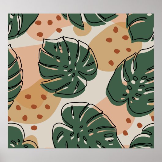 Boho monstera: abstract tropisch patroon poster (Voorkant)