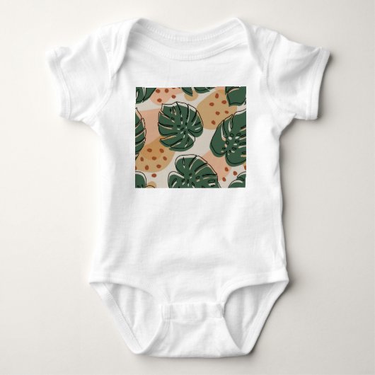 Boho monstera: abstract tropisch patroon romper (Voorkant)