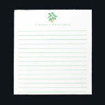 Boho Monstera Plant Minimalistisch Groen Gepersona Notitieblok<br><div class="desc">Eenvoudige waterverf monstera leaf plant tekening,  gepersonaliseerd met jouw naam.</div>