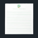 Boho Monstera Plant Minimalistisch Groen Gepersona Notitieblok<br><div class="desc">Eenvoudige waterverf monstera leaf plant tekening,  gepersonaliseerd met jouw naam.</div>