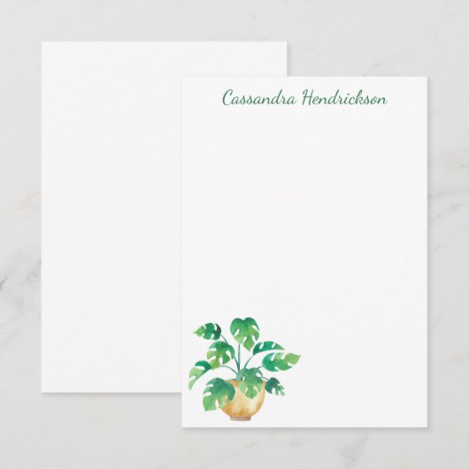 Boho Monstera Plant Modern Minimalist - Gepersonal Notitiekaartje (Voorkant / Achterkant)