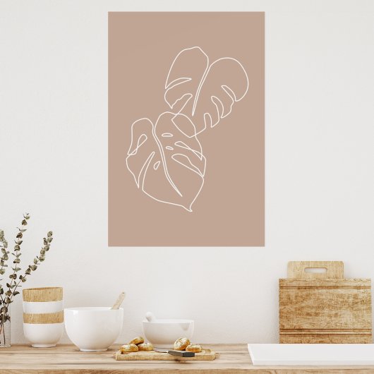 Boho monstera schets. esthetisch tropisch poster (Keuken)