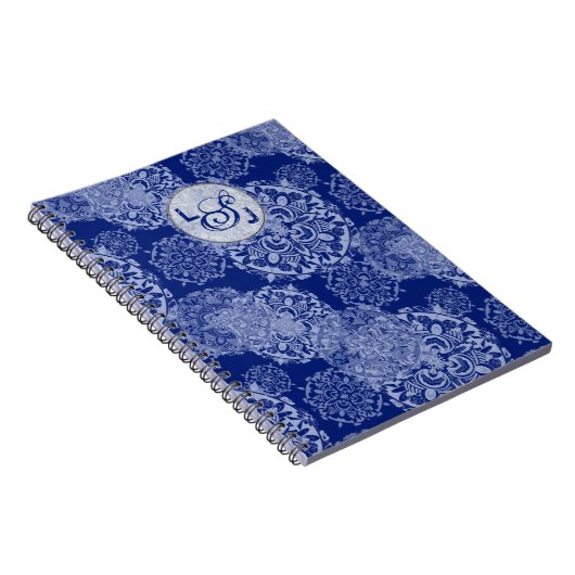 Boho Moody Blues Mandala's met Monogram Notitieboek (Rechterzijde)
