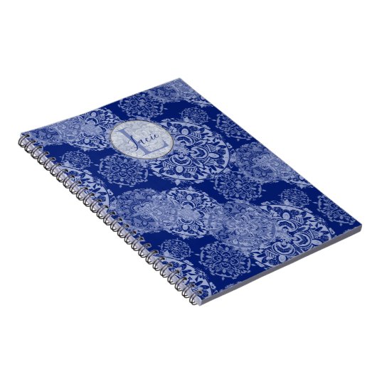 Boho Moody Blues Mandalas Monogrammed Notitieboek (Rechterzijde)