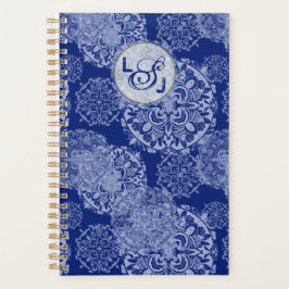Boho Moody Blues Mandalas Monogrammed Planner