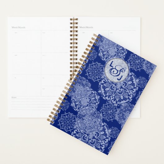 Boho Moody Blues Mandalas Monogrammed Planner (Display)