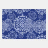 Boho Moody Blues Mandala's, Strepen en Solid Inpakpapier Vel (Voorkant)