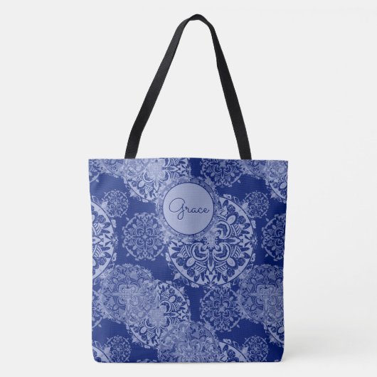 Boho Moody Blues Mandalas Tas (Voorkant)