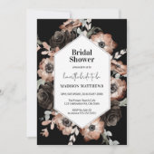 Boho Moody Floral Pink & Black Vrijgezellenfeest Kaart (Voorkant)