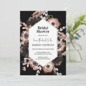 Boho Moody Floral Pink & Black Vrijgezellenfeest Kaart (Staand voorkant)