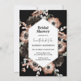 Boho Moody Floral Pink & Black Vrijgezellenfeest Kaart