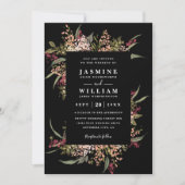 Boho Moody Romance Bloemencode QR Code Trouwen Kaart (Voorkant)