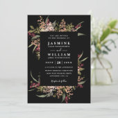 Boho Moody Romance Bloemencode QR Code Trouwen Kaart (Staand voorkant)