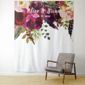 Boho Mooi Dieprode Bloemstuk Bruiloft Achtergrond Wandkleed (In situ)