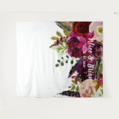 Boho Mooi Dieprode Bloemstuk Trouw Achtergrond Wandkleed (Voorkant (horizontaal))