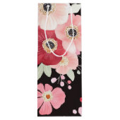 Boho Mooi Waterverf Bloem Zwart Wijn Cadeautas (Achterkant)
