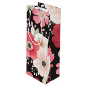 Boho Mooi Waterverf Bloem Zwart Wijn Cadeautas (Voorkant Gekanteld)