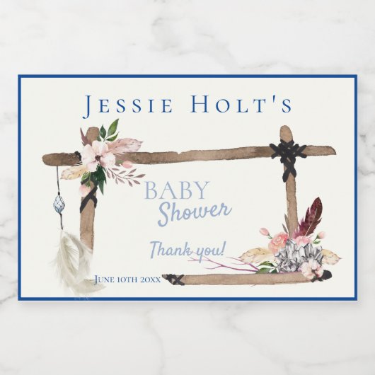 Boho Mooi Zuidwestelijk Baby shower Voedselcontainer Etiket (Enkel label)