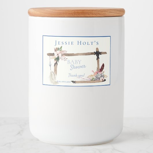 Boho Mooi Zuidwestelijk Baby shower Voedselcontainer Etiket (Voorkant)