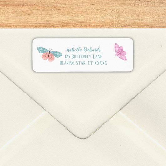 Boho Mooie Bloemvlinders Etiket