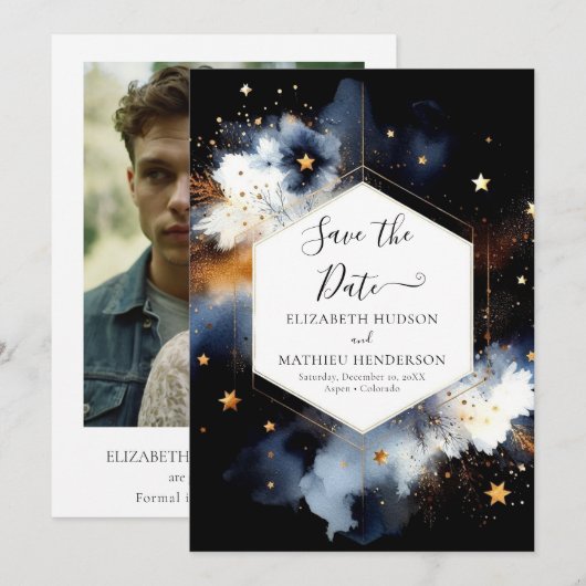 Boho Mooie Hemelse Huwelijk Save The Date (Voorkant / Achterkant)