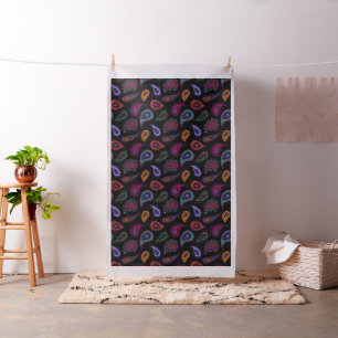 Boho Mooie Paisley Patroon op Zwart Stof