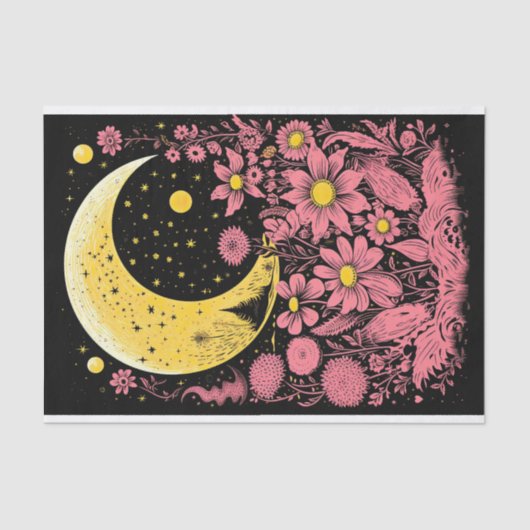 Boho Moon and Flowers 12 Decoupage papier (Voorkant)