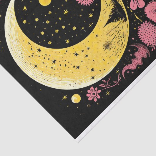 Boho Moon and Flowers 12 Decoupage papier (Detail)