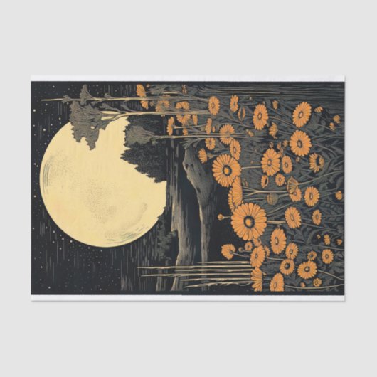 Boho Moon and Flowers 2 Decoupage Papier (Voorkant)