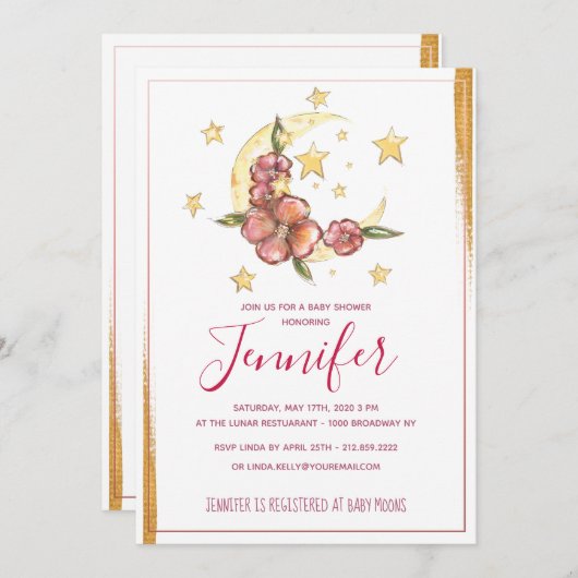 Boho Moon Baby shower Kaart (Voorkant / Achterkant)