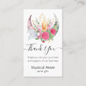 Boho Moon Crystals Feathers Flowers Dankuwel Visitekaartje (Voorkant)