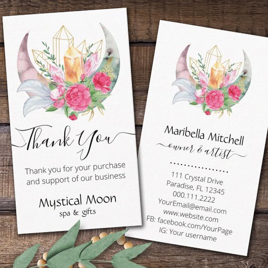 Boho Moon Crystals Feathers Flowers Dankuwel Visitekaartje