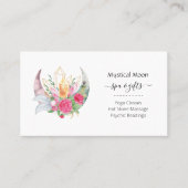 Boho Moon Crystals Feathers Horizontale Bus Visitekaartje (Voorkant)