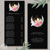 Boho Moon Crystals Feathers Services prijslijst Reclamekaart