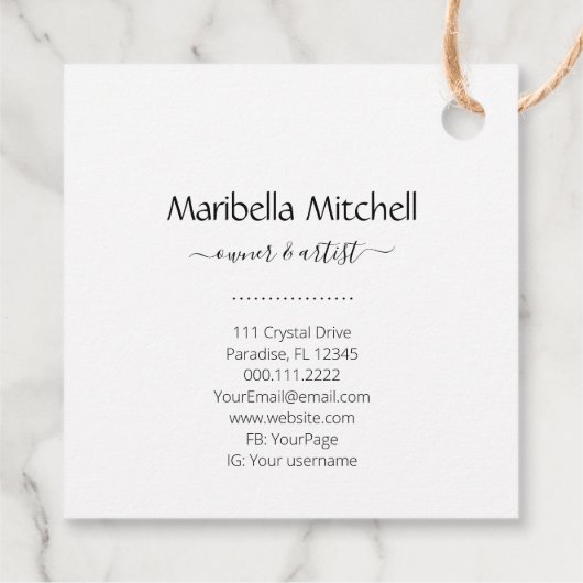 Boho Moon Crystals Feathers Visitekaartje Bedankjes Labels (Achterkant)