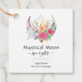 Boho Moon Crystals Feathers Visitekaartje Bedankjes Labels (Voorkant)