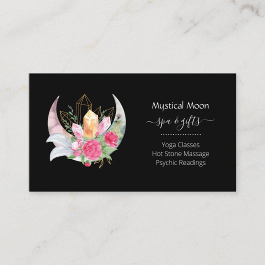 Boho Moon Crystals Veters Horizontaal Visitekaartje (Voorkant)