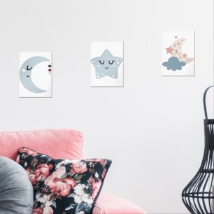 Boho Moon en Star Nursery Muurkunst Sets