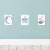 Boho Moon en Star Nursery Muurkunst Sets (Houten vloer)