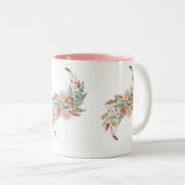 "Boho Moon Floral Mug, Macrame & Feather Cup Tweekleurige Koffiemok (Voorkant rechts)