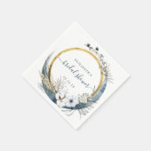 Boho Moon Floral Wreath Indigo Gold Servet (Hoek)